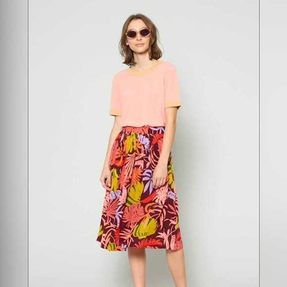 Gorman Banana Jungle 100% Silk Colourful Midi Skirt - Picture 1 of 3